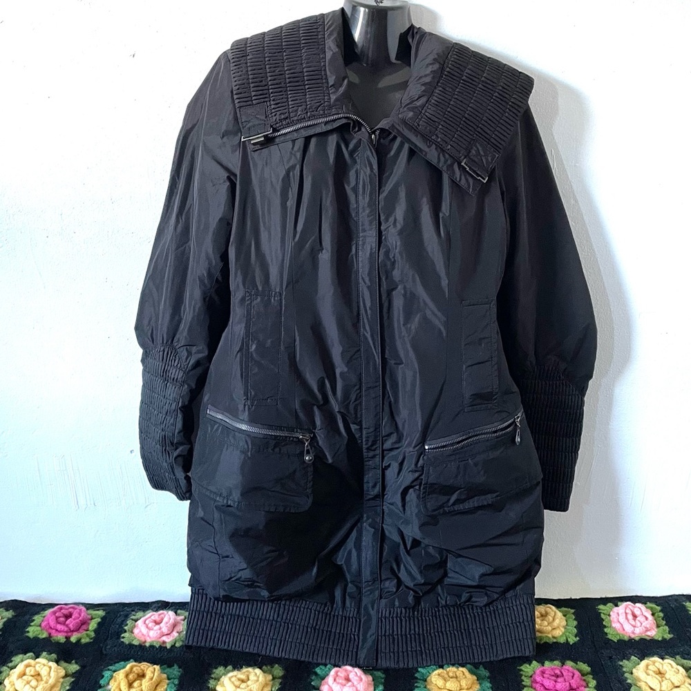 Creenstone black ribbed hooded winter jacket